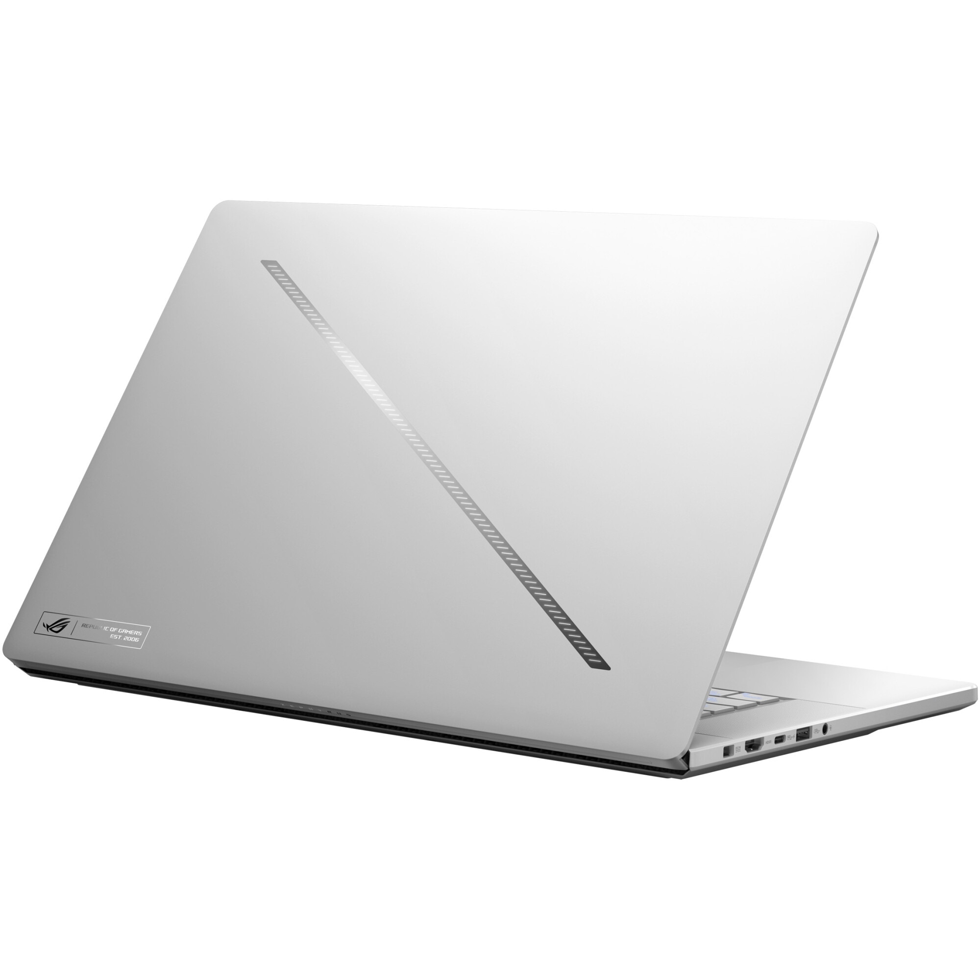Laptop Gaming ASUS ROG Zephyrus G16 GA605WI cu procesor AMD Ryzen™ AI 9 HX 370 pana la 5.1GHz, 16", WQXGA, OLED, 240Hz, 32GB LPDDR5x, 1TB SSD, NVIDIA® GeForce RTX™ 4070 8GB GDDR6, No OS, PLATINUM WHITE