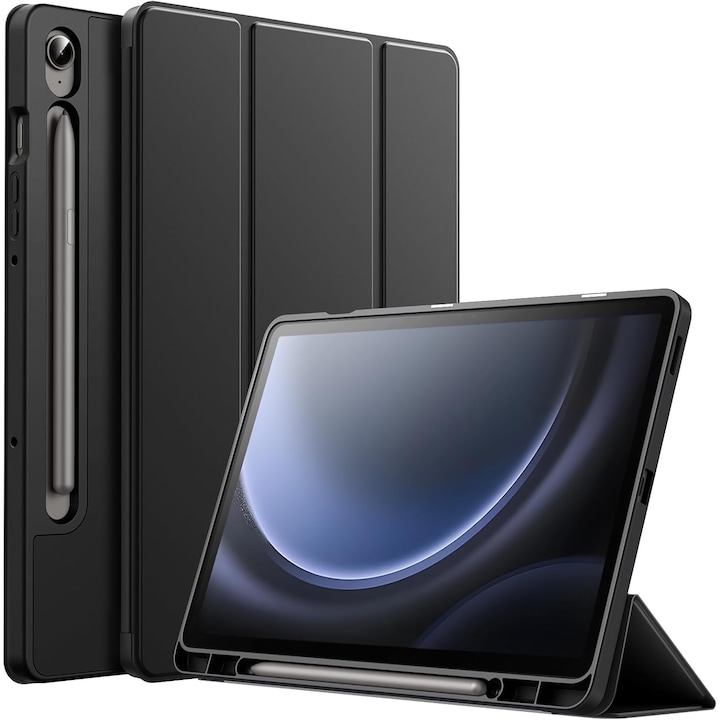 Husa pentru Samsung Galaxy Tab S10 Lite / FE 10.9" (2025) cu Suport S Pen, Piele eco, Smart Cover – Negru