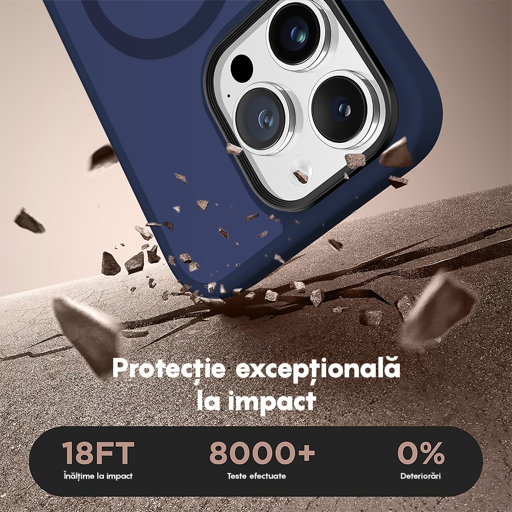 Husa compatibila cu Incarcare Magsafe pentru pentru Apple iPhone 16 Pro Max, CASEY STUDIOS™, Slim, Margini Ridicate pentru Protectia Ecranului si a Camerelor, pentru Incarcare Wireless, Albastru inchis