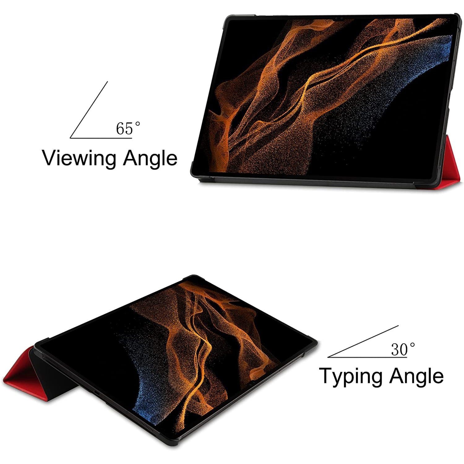 Husa Slim Sigloo, Smart Cover, Trifold, pentru tableta Samsung Galaxy Tab S8 Plus (X800/X806), S7 FE (T730/T733/T736B), S7 Plus (T970/T976B), 12.4 Inch, model Simple Red
