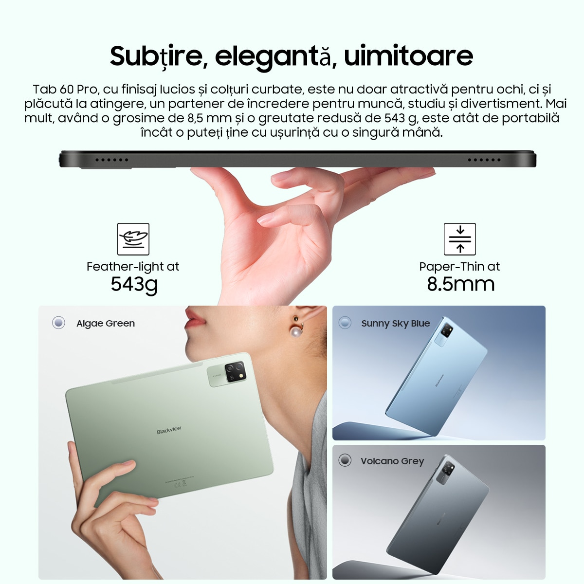 Tableta Blackview Tab 16 Pro, 24GB Ram(8GB+16GB / 2TB), 256GB Rom, 1200x1920, 7700mAh, Ecran 10.95", Afisator de ceas, 8MP+5MP+13MP, Android 14, Dual Speakers and Camera, Albastru