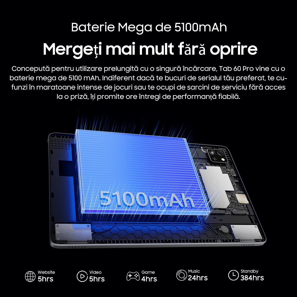 Tableta Blackview Tab 16 Pro, 24GB Ram(8GB+16GB / 2TB), 256GB Rom, 1200x1920, 7700mAh, Ecran 10.95", Afisator de ceas, 8MP+5MP+13MP, Android 14, Dual Speakers and Camera, Albastru