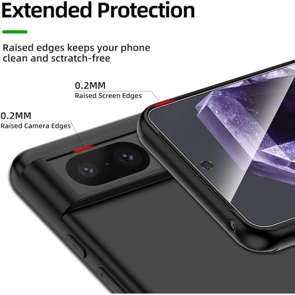 Husa pentru Telefon Compatibila cu Google Pixel 8, G-Tech, Silicon TPU, Decupaj mare, Aspect Mat, Negru