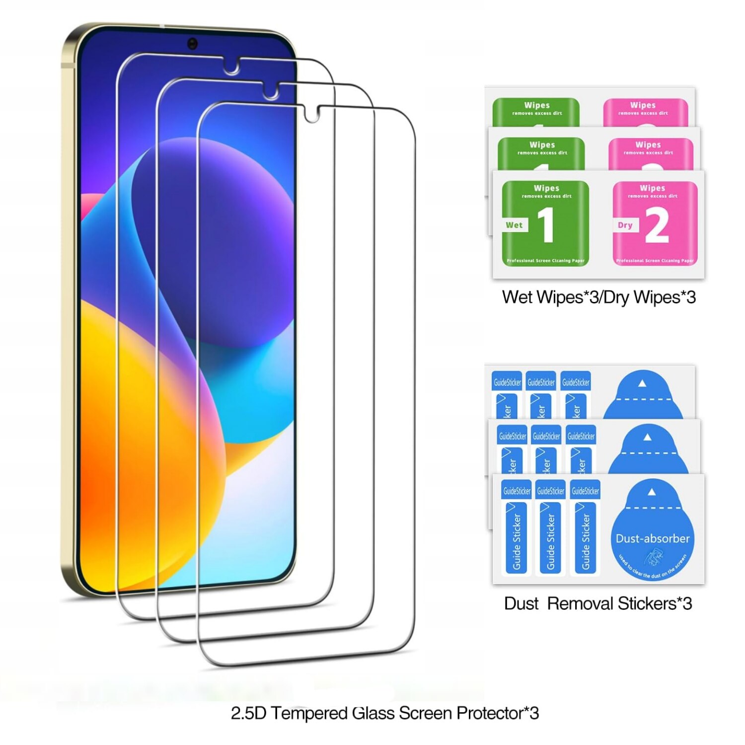 Set 3 X Folie protectie Sticla securizata Profesionala Ecran, enkourakoko®, pentru Samsung Galaxy S22, Full Glue, Suporta deblocarea amprentelor digitale, Ultra HD, Anti Zgarieturi, Anti Socuri, Transparent
