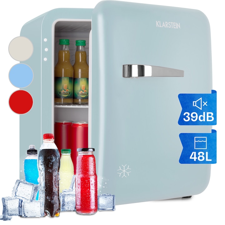 Klarstein, Audrey Mini, Frigider Retro, 48 L, 2 Nivele. Clasa F