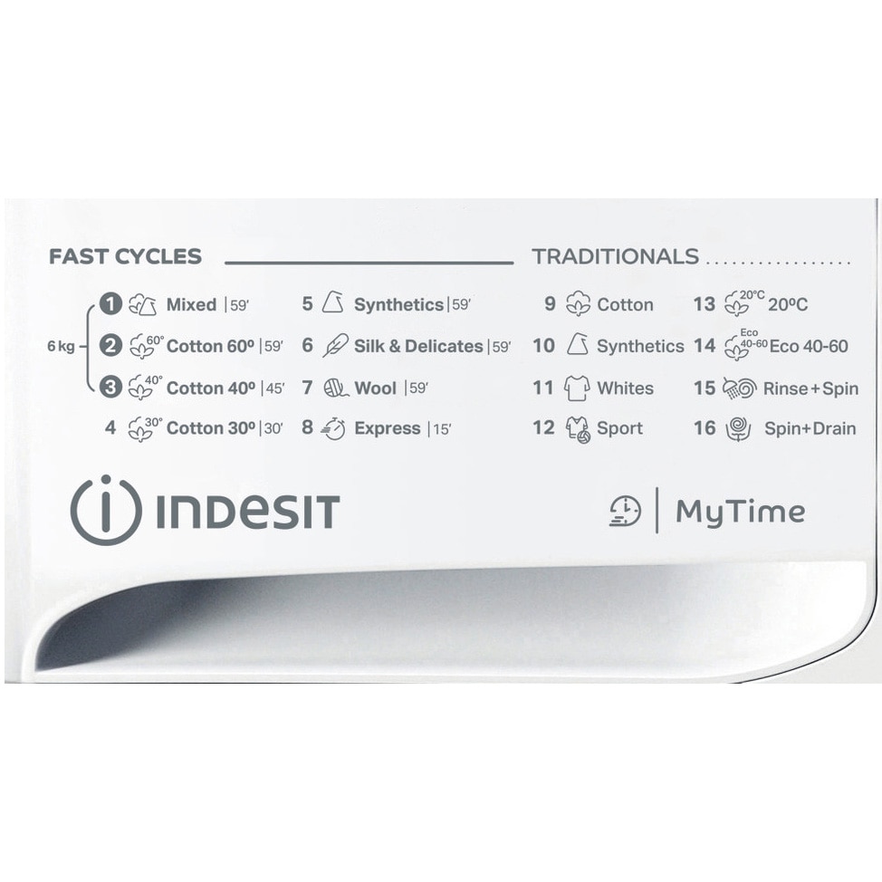 Masina de spalat rufe Slim Indesit MTWSE61252WEE, 6kg, 1200 RPM, Clasa F, MyTime, Fast Cycles, Alb