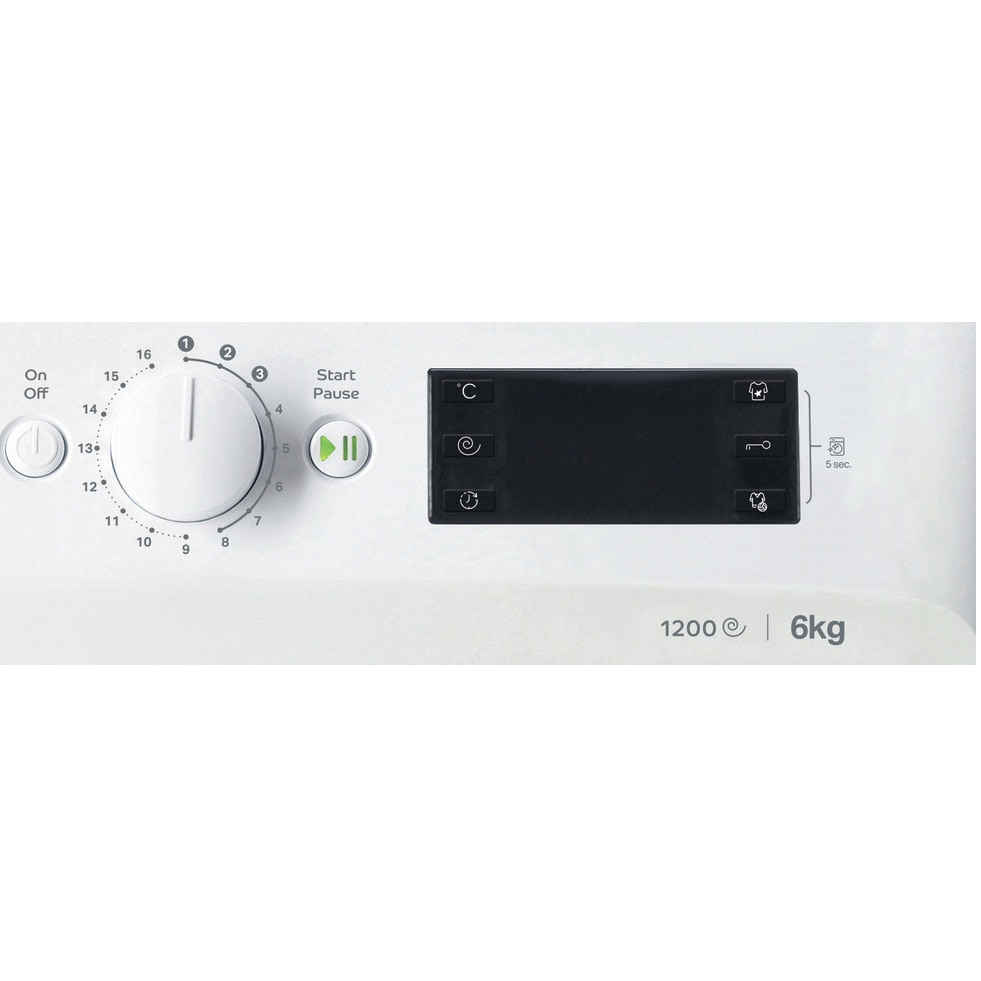 Masina de spalat rufe Slim Indesit MTWSE61252WEE, 6kg, 1200 RPM, Clasa F, MyTime, Fast Cycles, Alb
