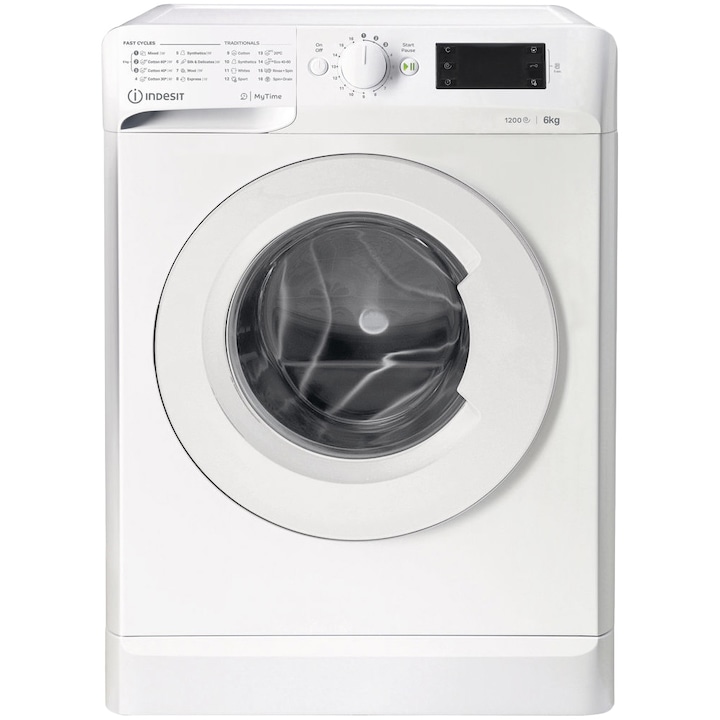 Masina de spalat rufe Slim Indesit MTWSE61252WEE, 6kg, 1200 RPM, Clasa F, MyTime, Fast Cycles, Alb