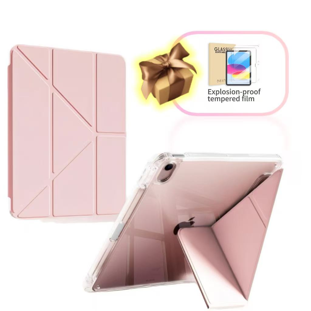 Husa de protectie pentru tableta iPad Air 7 (2025, 11"), pliere 3+Y, suport portret si peisaj, rama transparenta, cu suport pentru creion, Ugo®, roz