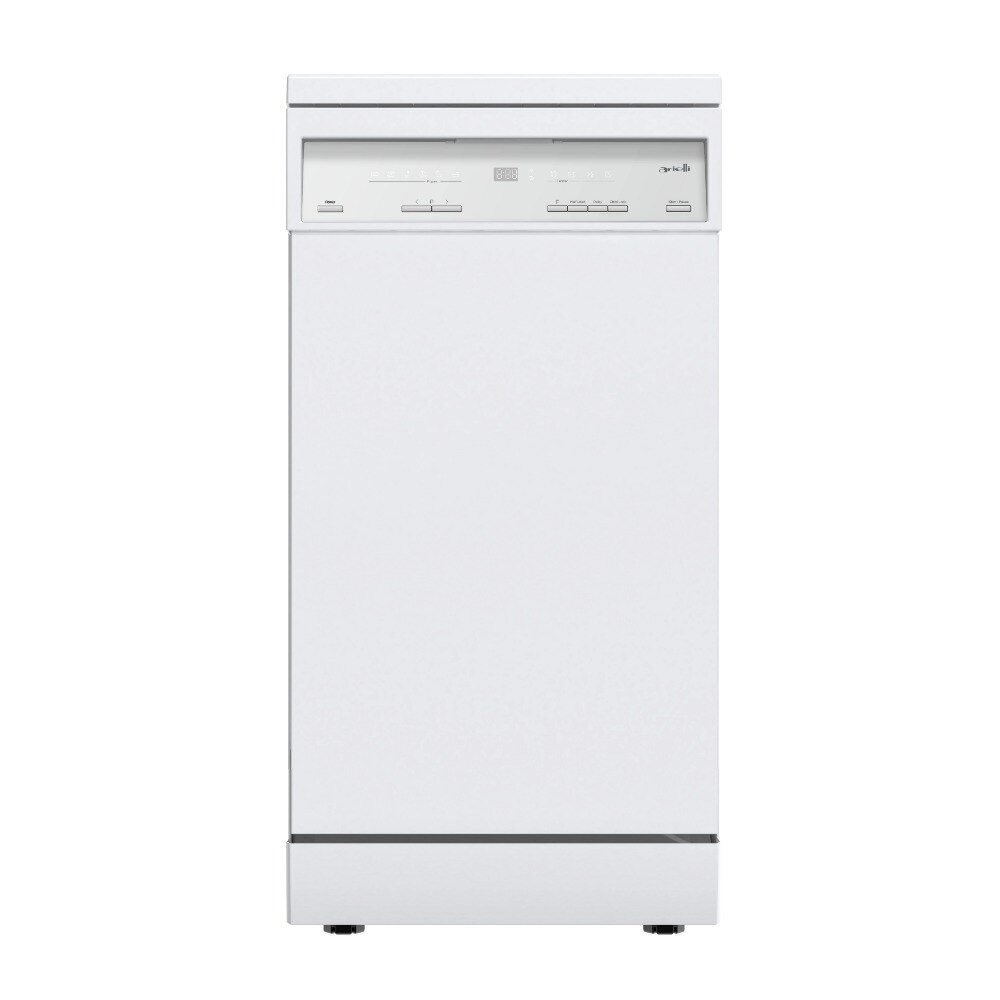 Masina de spalat vase Slim Arielli ADW8-7632C White, Autocuratare, AquaStop, Incarcare pe jumatate, Start intarziat, 10 seturi, 6 programe, 45 cm, Clasa E, Alba