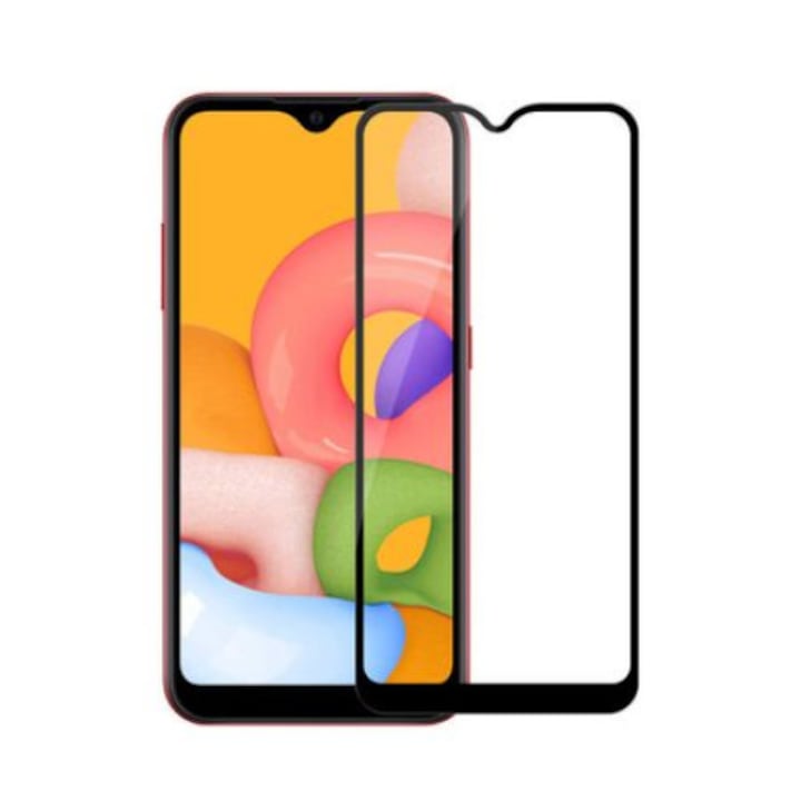 Folie sticla compatibila cu Samsung Galaxy A22 4G / A31 / A32 4G / A33 5G / M32 4G / Vivo V21 / V21 5G / V21s / V21 / V21 4G / Honor 9A - Contur Negru