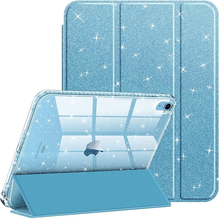 Husa Protectie Inteligenta pentru iPad 11" (Gen 11, 2025 A16) & iPad 10.9" (Gen 10, 2022), Suport Pliabil in Trei Pozitii, Spate Ultra-Subtire, Albastru