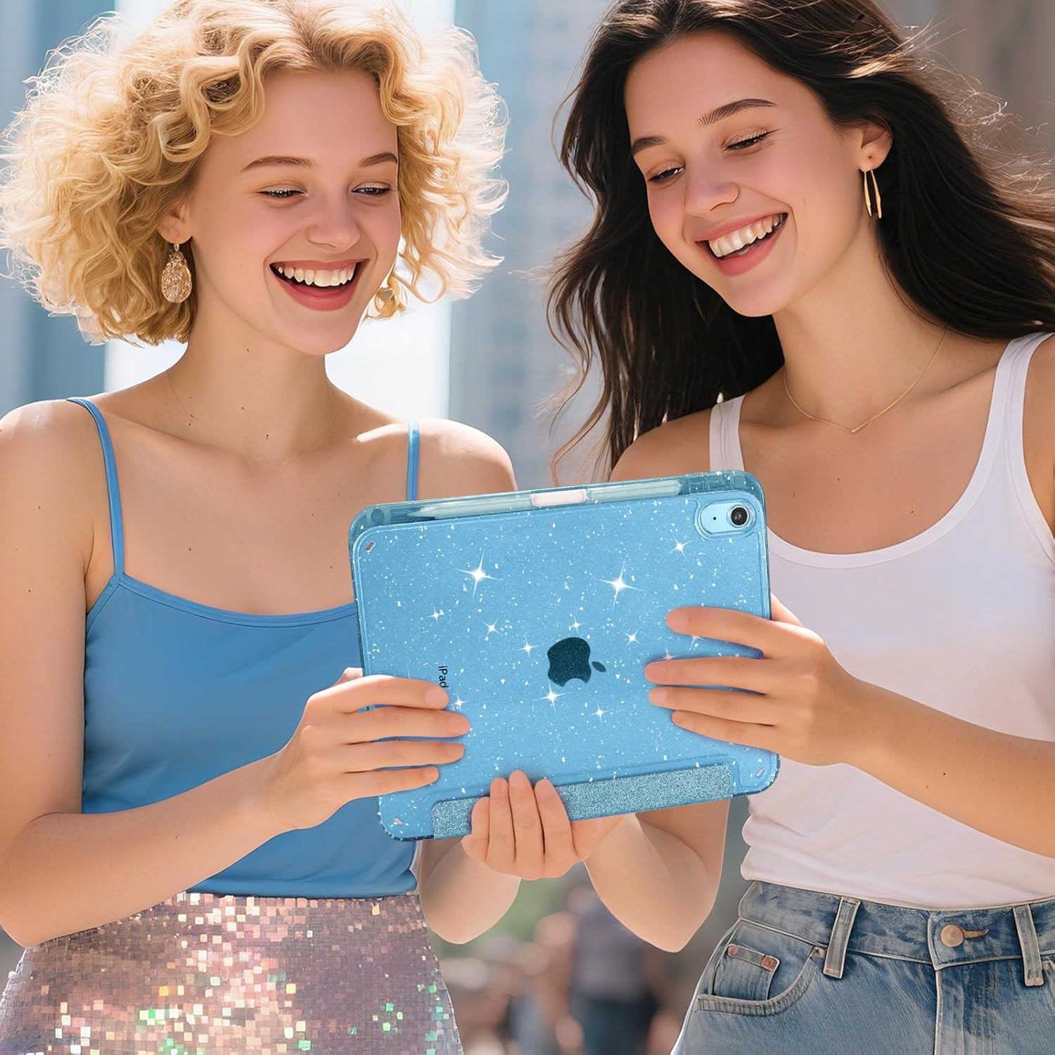 Husa Protectie Inteligenta pentru iPad 11" (Gen 11, 2025 A16) & iPad 10.9" (Gen 10, 2022), Suport Pliabil in Trei Pozitii, Spate Ultra-Subtire, Albastru