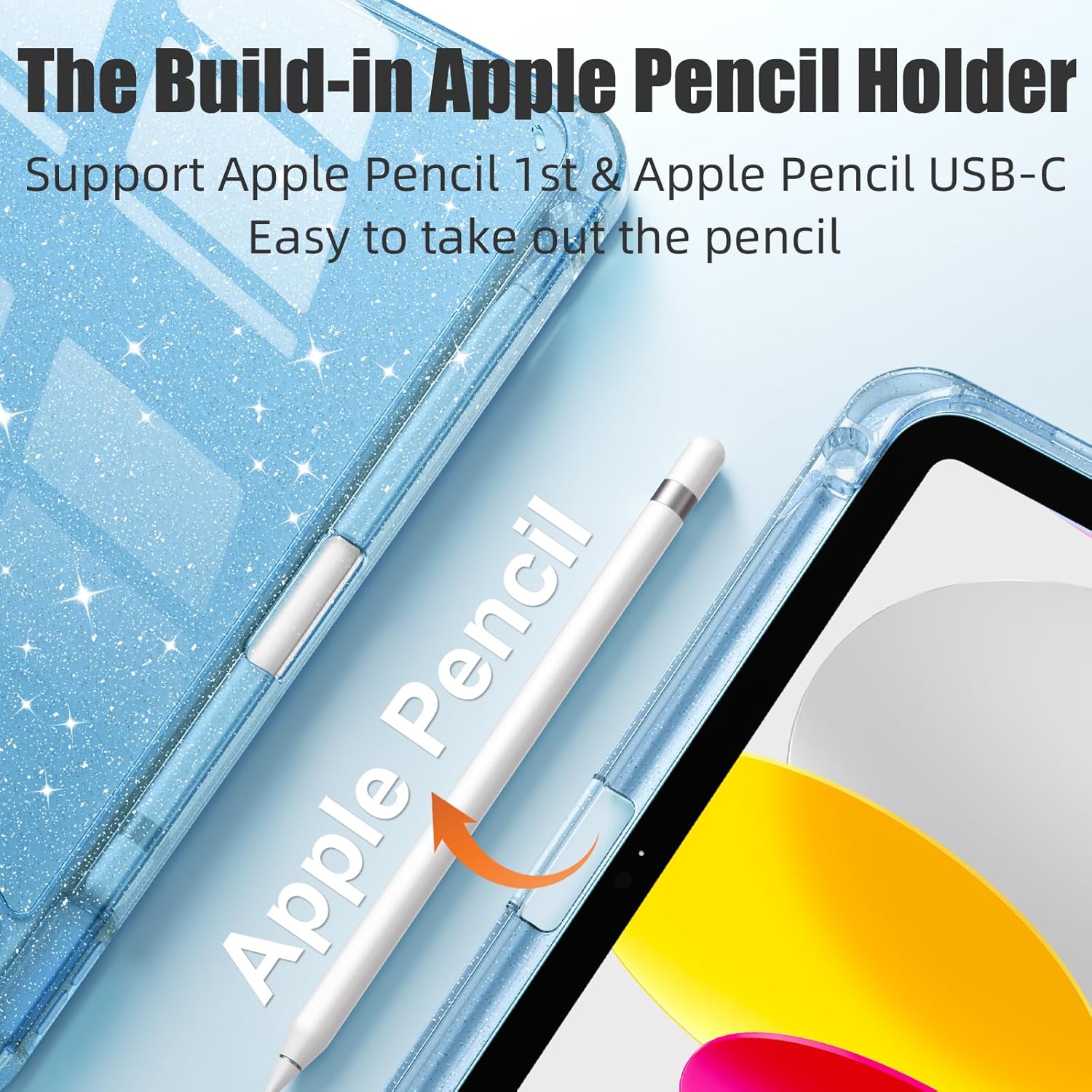 Husa Protectie Inteligenta pentru iPad 11" (Gen 11, 2025 A16) & iPad 10.9" (Gen 10, 2022), Suport Pliabil in Trei Pozitii, Spate Ultra-Subtire, Albastru