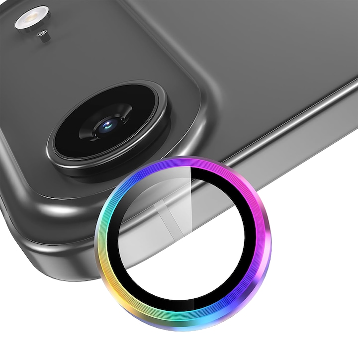 Folie Protectie Lentile Camera compatibila cu Apple iPhone 17 Air, CASEY STUDIOS™ MaxDefense+, Ultra HD, Anti Amprente, Anti Zgarieturi, Anti Socuri, Rainbow