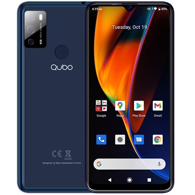 Telefon mobil QUBO P-668, 6.53 inch, 4GB RAM, 64GB, 4G, Albastru