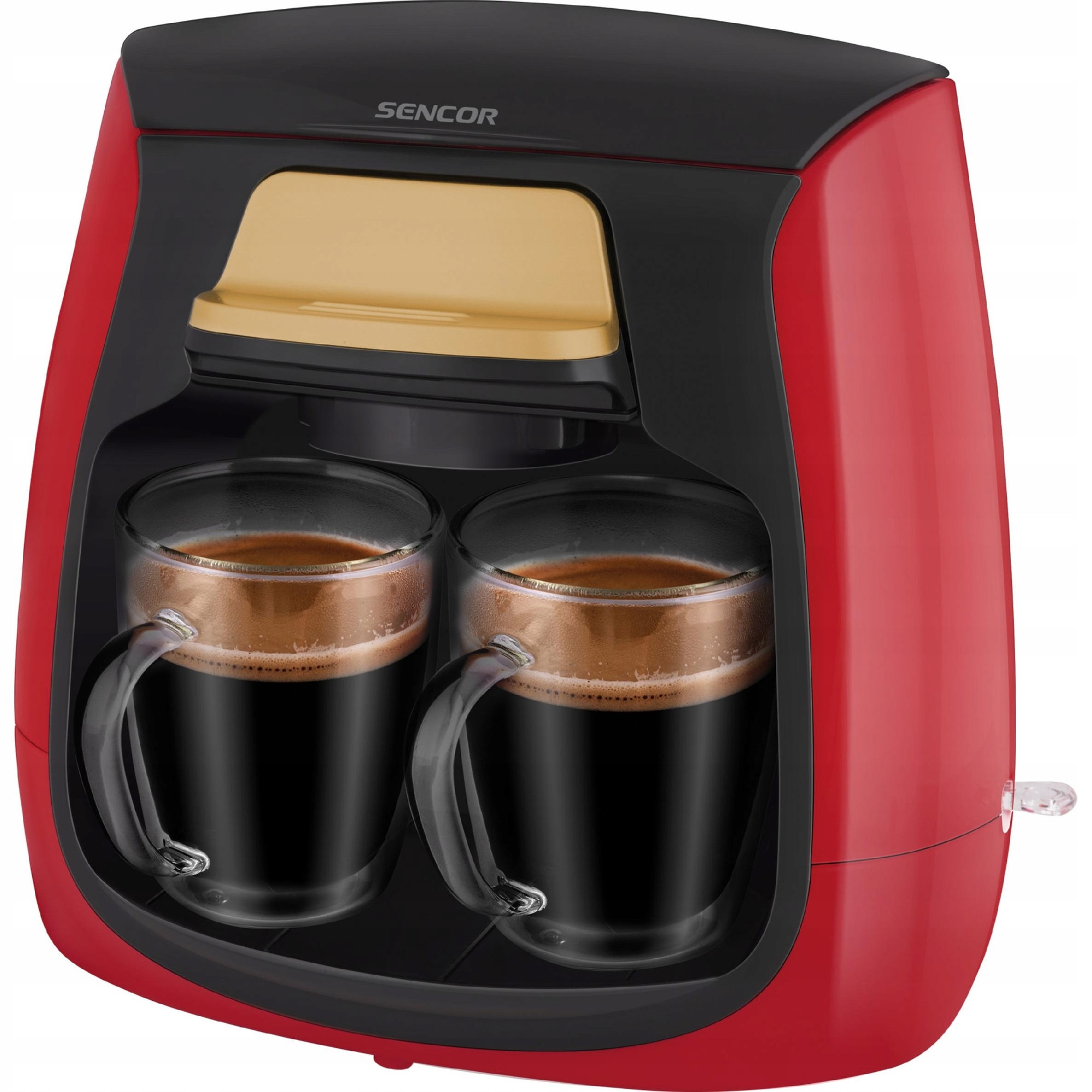 Ekspres de cafea Sencor SCE 2101RD 500W, 0.3L, rosu, set cu 2 cesti