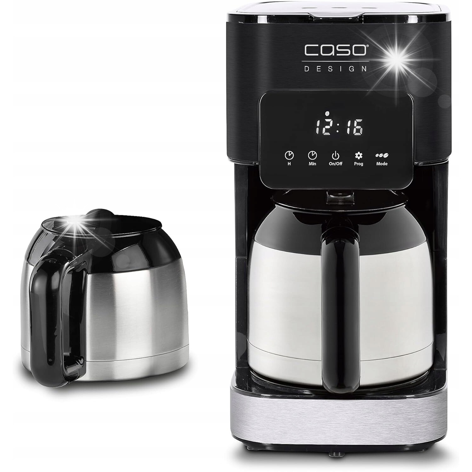 Cafetiere Caso, model COFFEE TASTE & STYLE DUO, 2 termosuri, 1000W, 1,4L, inox, programabil