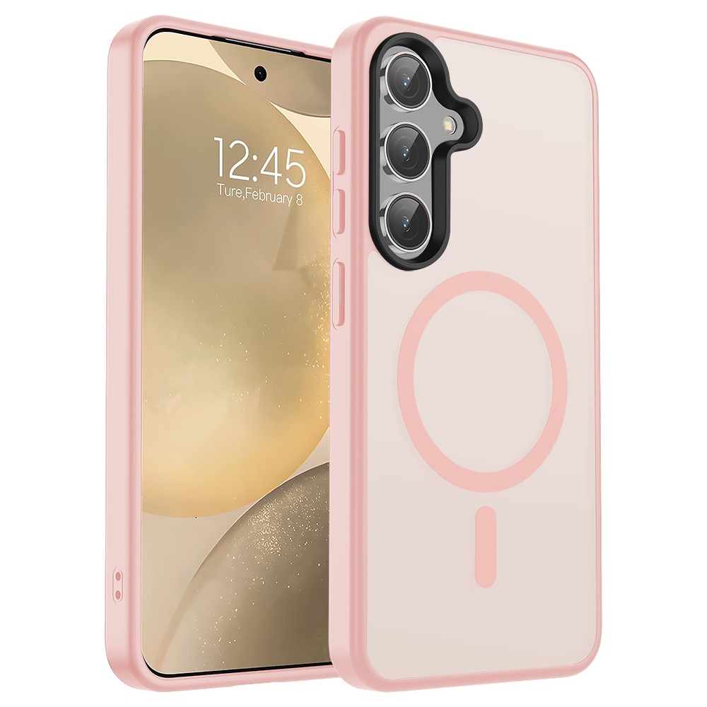 Husa compatibila cu Incarcare Magsafe pentru Samsung Galaxy S24, CASEY STUDIOS™, de Protectie, Slim, pentru Incarcare Wireless, Margini Ridicate pentru Protectia Ecranului si a Camerelor, Roz