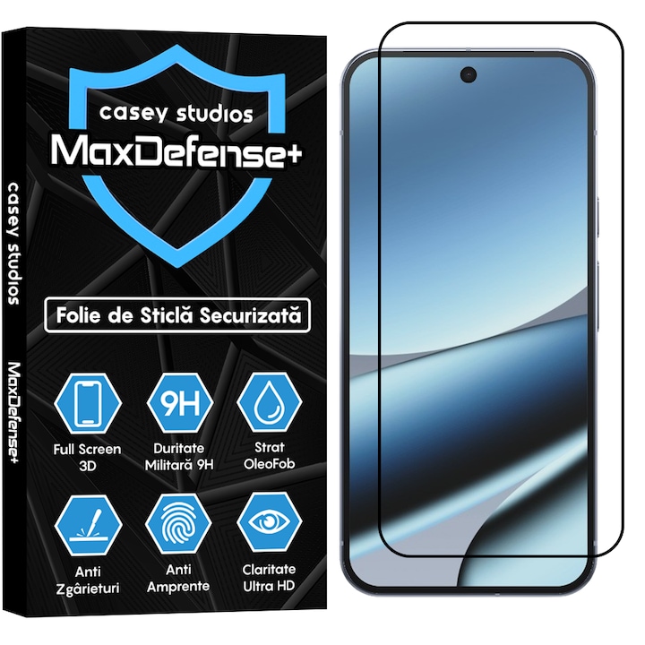 Folie Sticla CASEY STUDIOS™ compatibila cu Google Pixel 10 Pro XL, Full Cover 3D, Full Glue, Sticla Securizata, Duritate Militara, Ultra HD, Protectie Profesionala Ecran 3D, Anti Zgarieturi, Anti Socuri, Margini Negre