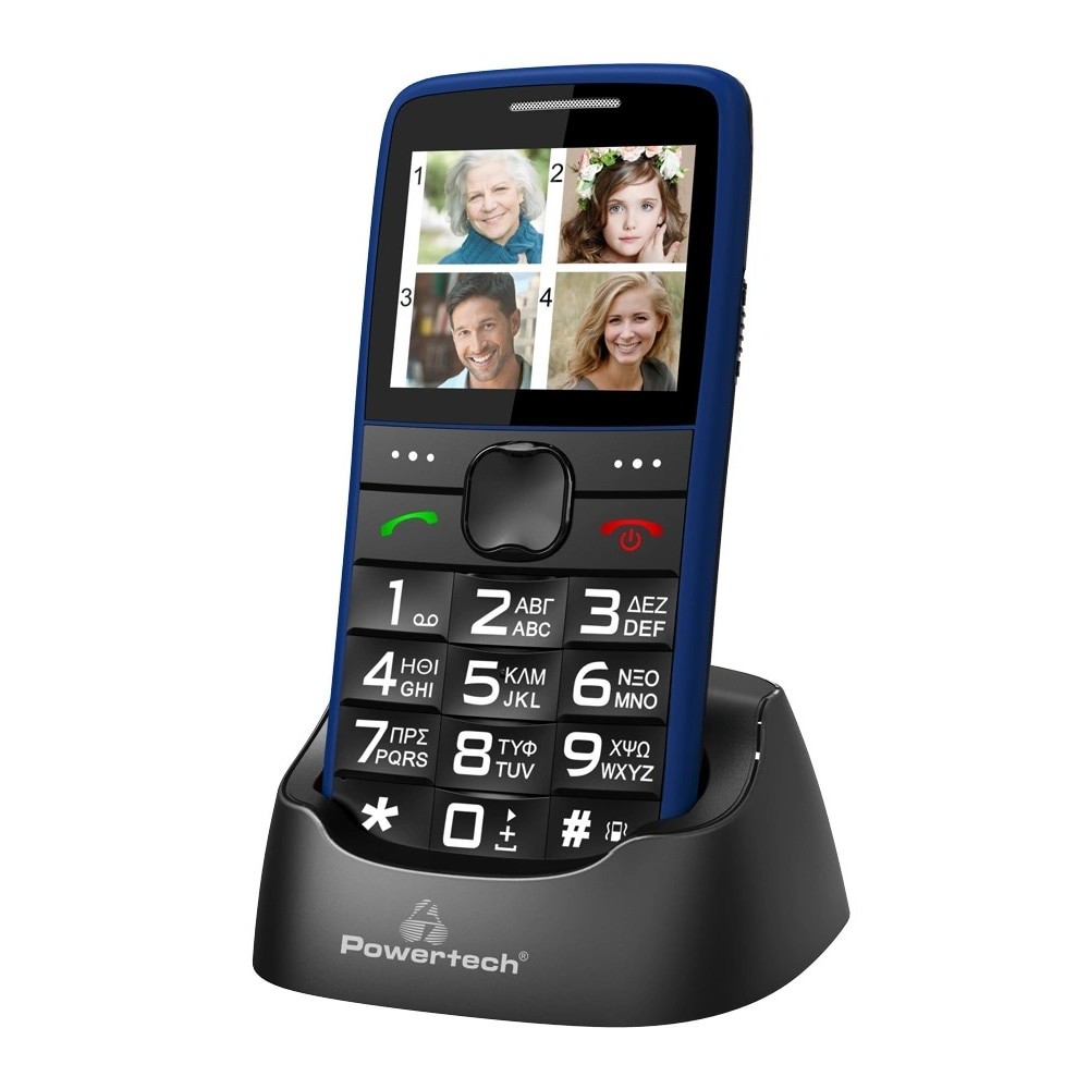 Telefon mobil, POWERTECH, Sentry Eco PTM-24, Apel SOS, Lanterna, cu caractere lizibile, Fara Meniu in Limba Romana/Bulgara si Maghiara, albastru