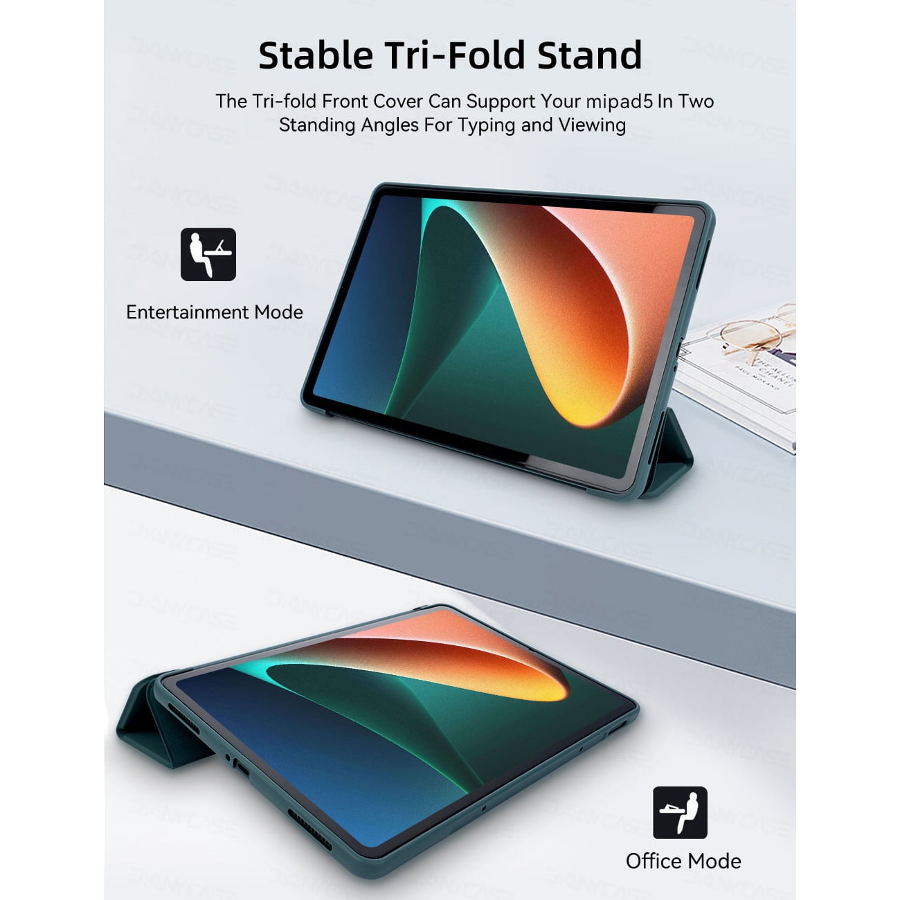 Husa Ultra Slim pt. tableta Xiaomi Redmi Pad 2 Pro 12.1'' (2025), Silicon TPU, Smart Cover - Verde Marin