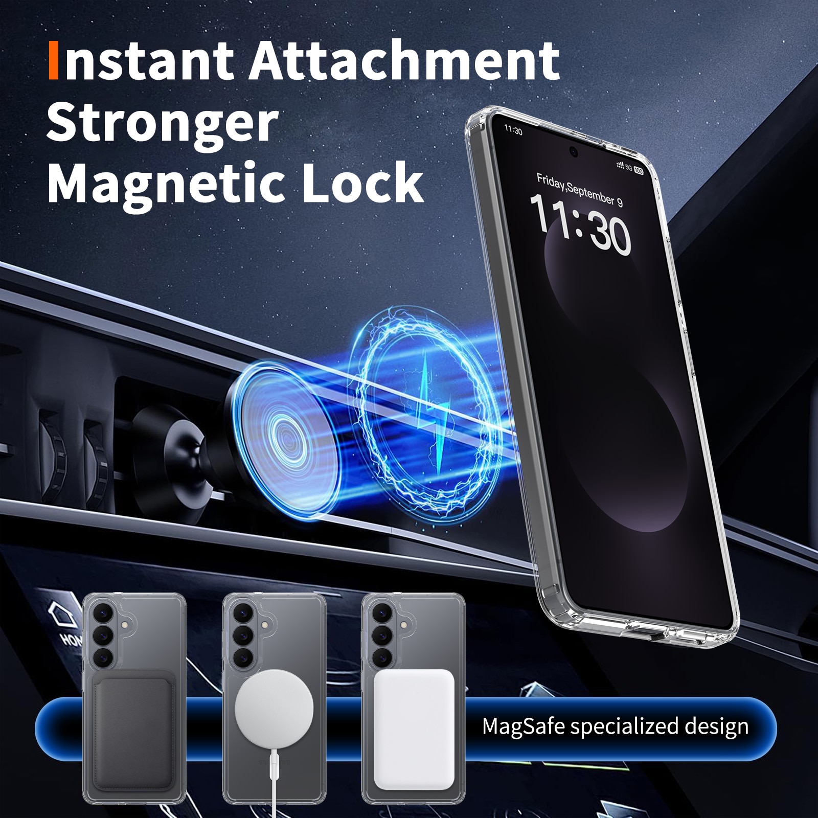 Husa de protectie pentru Samsung Galaxy S26, Omelivon, MagSafe, Incarcare Wireless, Antisoc, Margini Ridicate pentru Protectia Ecranului si a Camerelor, Materiale Premium, Transparent