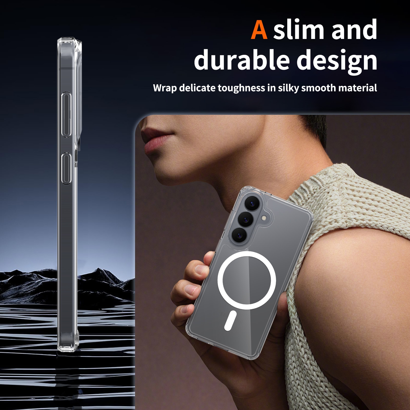 Husa de protectie pentru Samsung Galaxy S26, Omelivon, MagSafe, Incarcare Wireless, Antisoc, Margini Ridicate pentru Protectia Ecranului si a Camerelor, Materiale Premium, Transparent