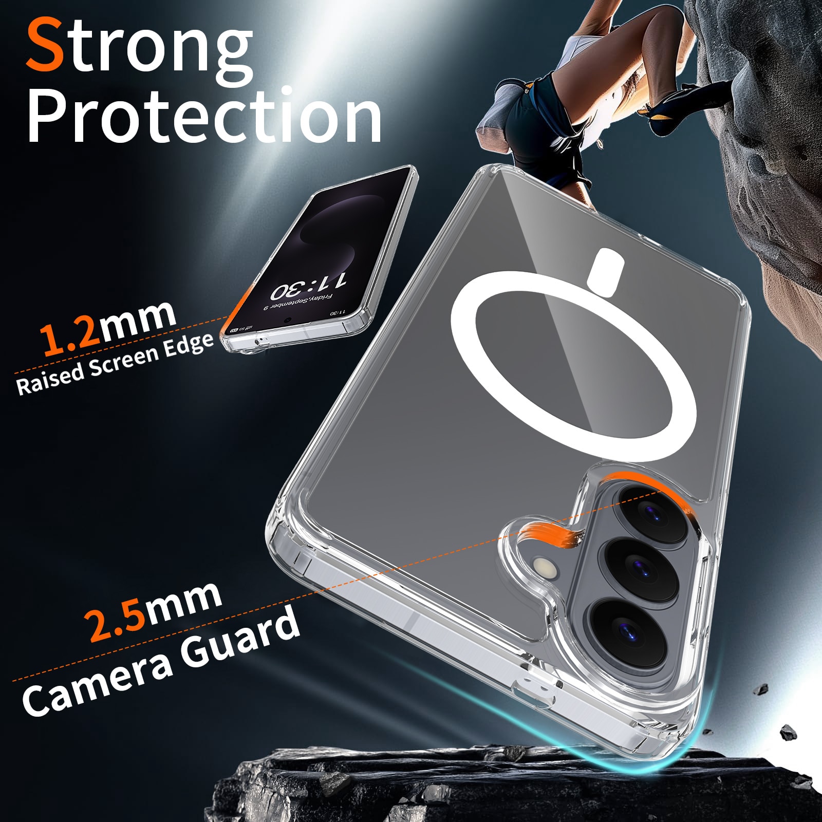 Husa de protectie pentru Samsung Galaxy S26, Omelivon, MagSafe, Incarcare Wireless, Antisoc, Margini Ridicate pentru Protectia Ecranului si a Camerelor, Materiale Premium, Transparent