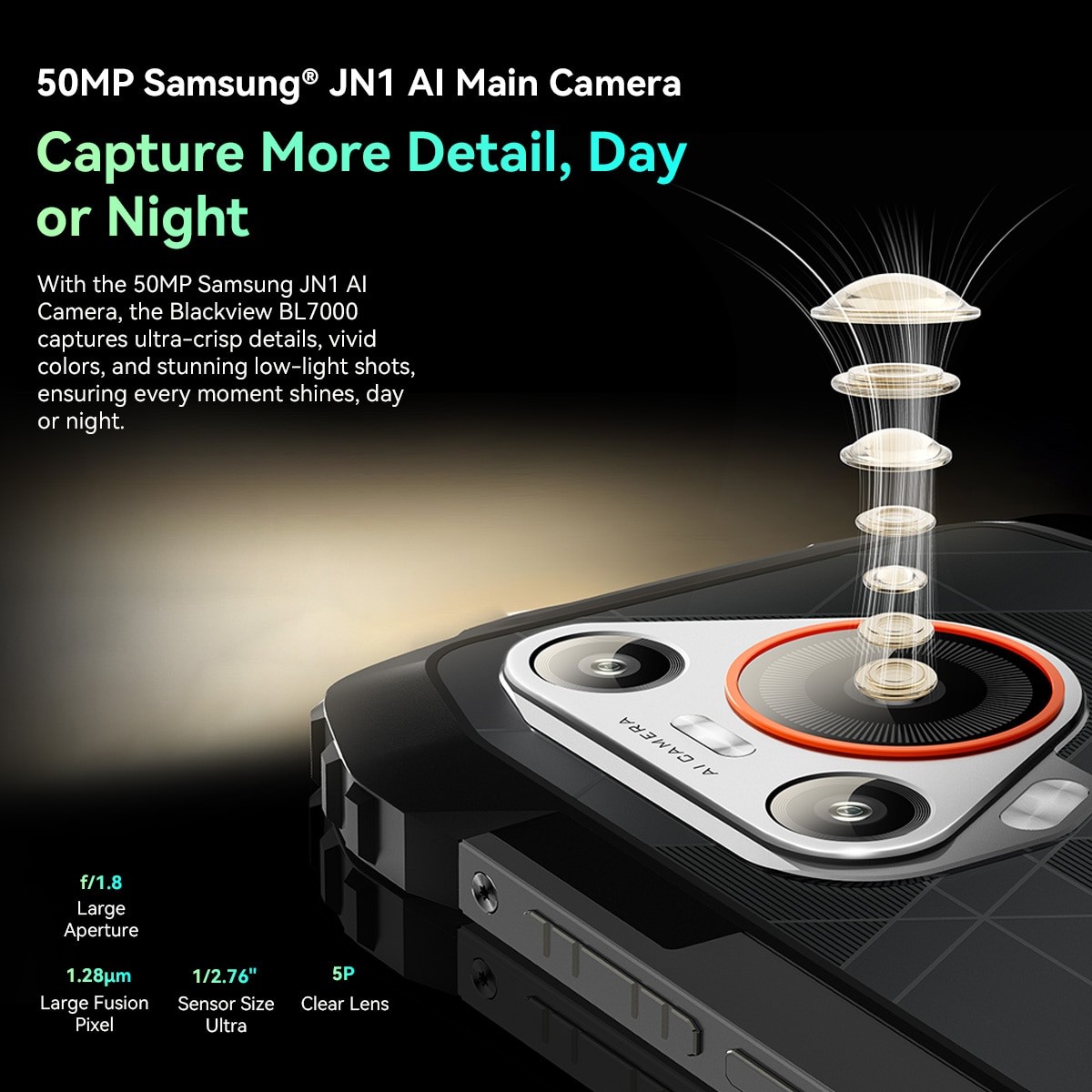 Telefon mobil Blackview BL7000, 5G, 6.78" FHD+, 24GB RAM(8GB + 16GB extensibili), 256GB ROM, Android 15, 7500mAh, 8 cores, Dual SIM, Arm Mali-G57 MC2, NFC/Amprenta/caracteristici faciale, Negru