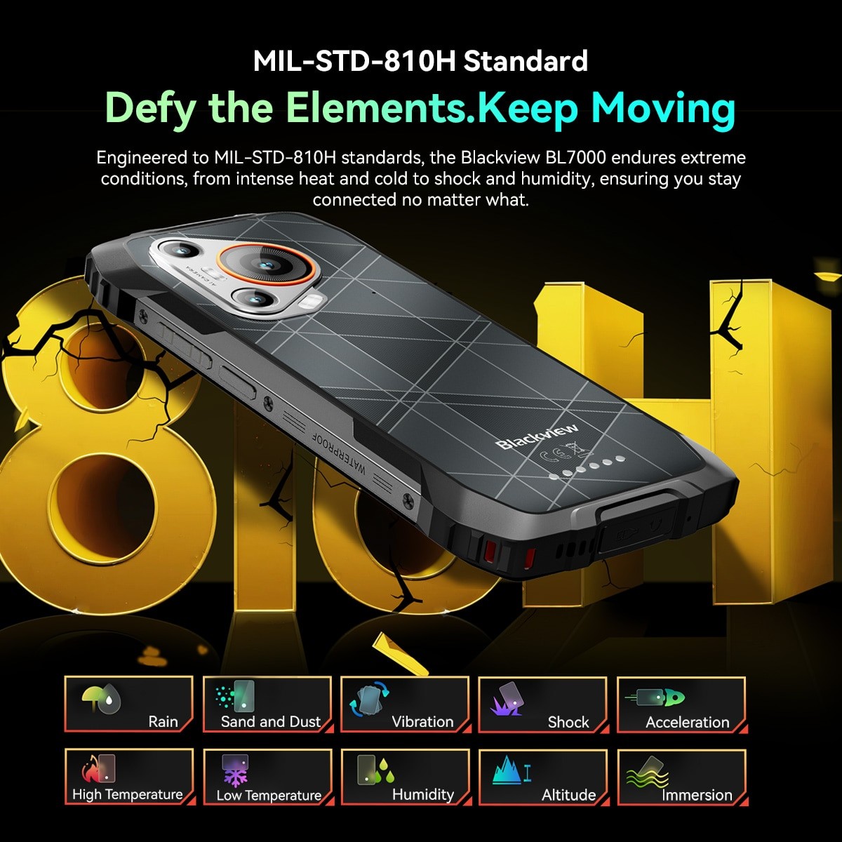 Telefon mobil Blackview BL7000, 5G, 6.78" FHD+, 24GB RAM(8GB + 16GB extensibili), 256GB ROM, Android 15, 7500mAh, 8 cores, Dual SIM, Arm Mali-G57 MC2, NFC/Amprenta/caracteristici faciale, Negru