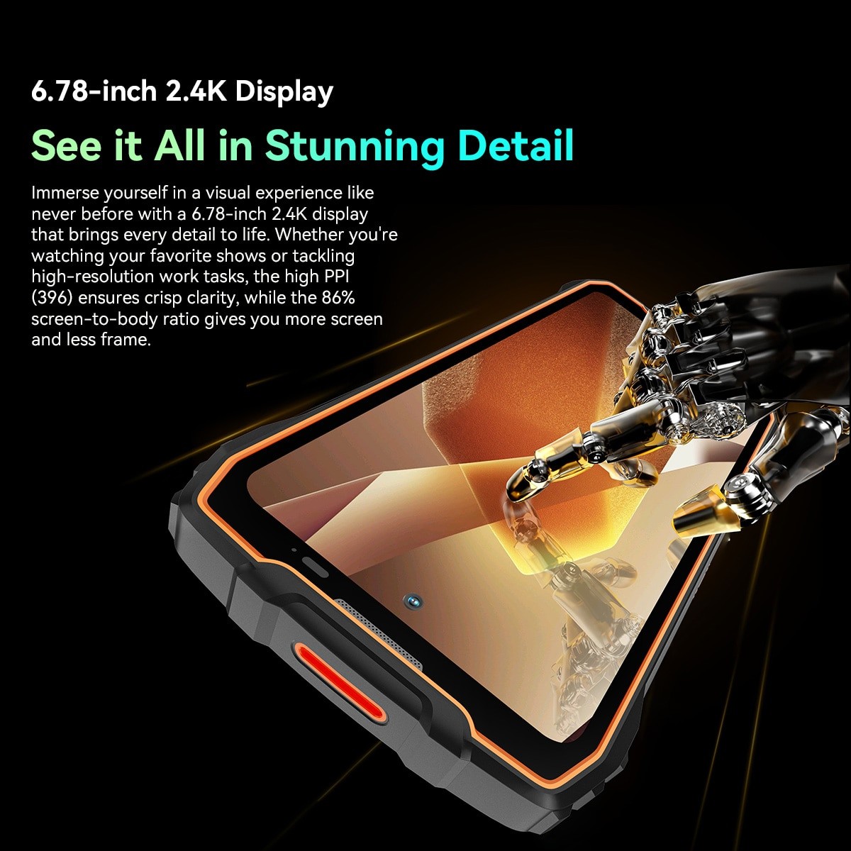 Telefon mobil Blackview BL7000, 5G, 6.78" FHD+, 24GB RAM(8GB + 16GB extensibili), 256GB ROM, Android 15, 7500mAh, 8 cores, Dual SIM, Arm Mali-G57 MC2, NFC/Amprenta/caracteristici faciale, Negru