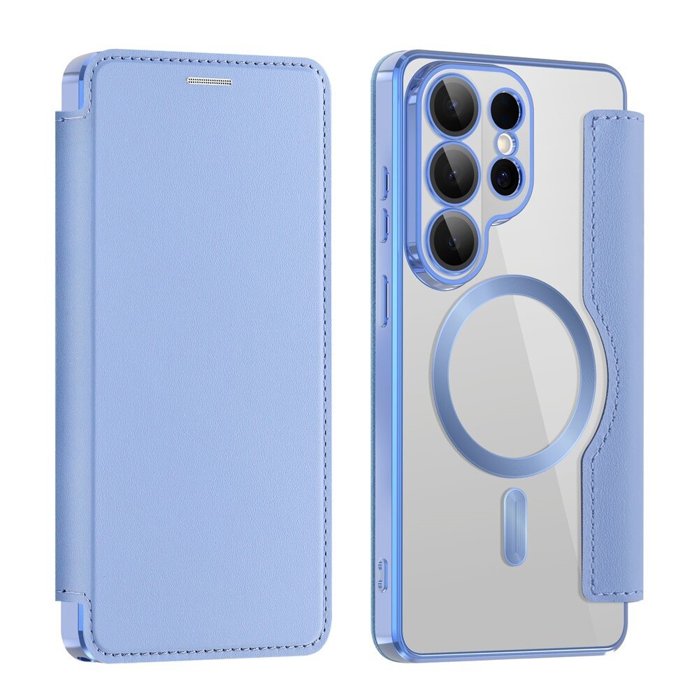 Husa tip carte pentru Samsung Galaxy S26 Ultra DaDen SmartMag, Protectie sporita, Magnet integrat, Incarcare wireless, Albastru deschis