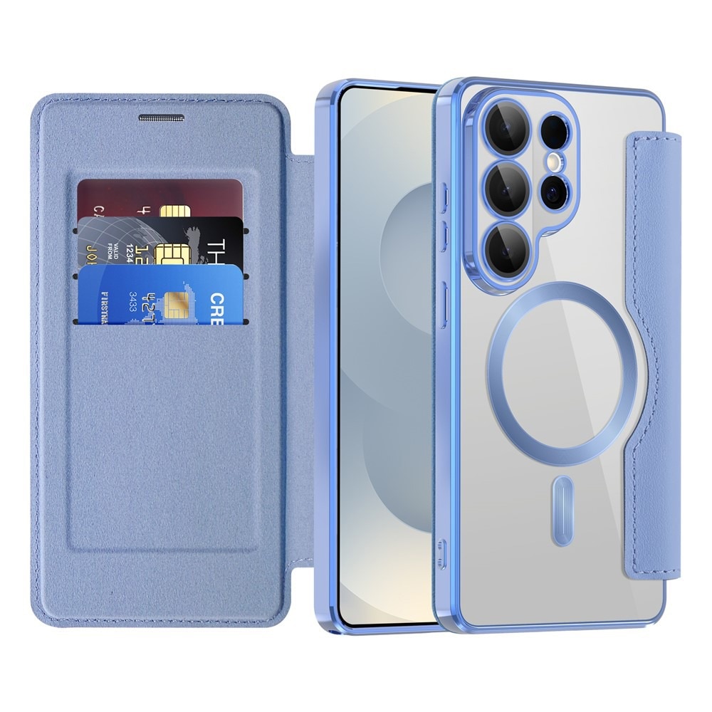 Husa tip carte pentru Samsung Galaxy S26 Ultra DaDen SmartMag, Protectie sporita, Magnet integrat, Incarcare wireless, Albastru deschis