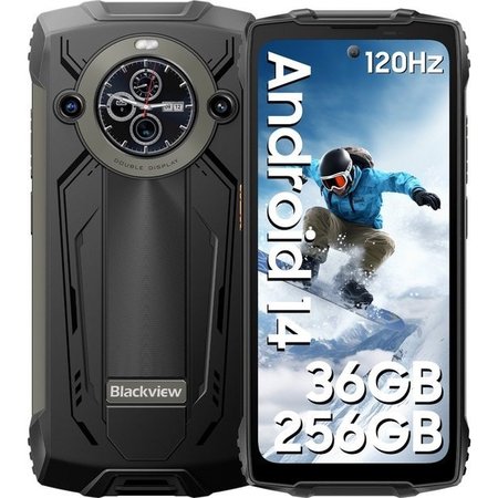 Telefon mobil Blackview BV8200, 6.497" FHD+, 120Hz, 36GB RAM(12GB + 24GB extensibili 2To), 256GB ROM, Android 14, 8800mAh, 8 cores, Dual SIM, NFC/Amprenta/caracteristici faciale, Negru