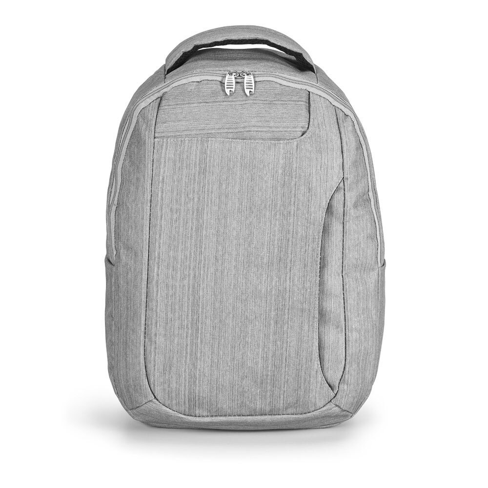 Rucsac laptop 14 inch cu 2 buzunare frontale, Everestus, 20FEB0942, Poliester 600D, Gri, saculet si eticheta bagaj incluse
