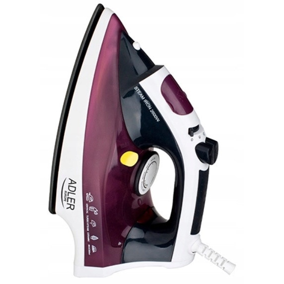 Fier de calcat cu abur Adler, 3000W, talpa din otel, functie de auto-curatare, 1.9m cablu