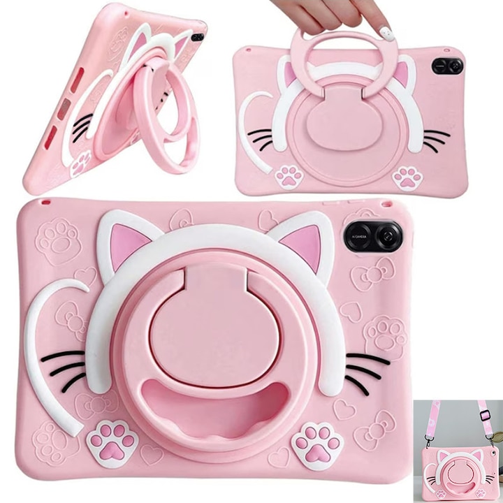 Husa de protectie pentru tableta Samsung Tab A9, ZYNORO®suport rotativ, 8.7 inch, roz