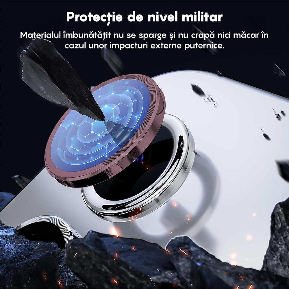 Folie Protectie Lentile Camera compatibila cu Samsung Galaxy A54, CASEY STUDIOS™ MaxDefense+, Ultra HD, Anti Amprente, Anti Zgarieturi, Anti Socuri, Roz