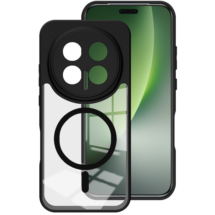 Husa telefon Honor Magic 8 Pro, IMAK UX-9A, transparenta/neagra, protectie cu colturi intarite, suport pentru accesorii magnetice