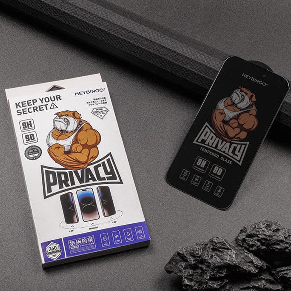 Folie Sticla Privacy Pentru Apple iPhone 15 PLUS HEYBINGO, din Sticla Securizata Duritate 9H