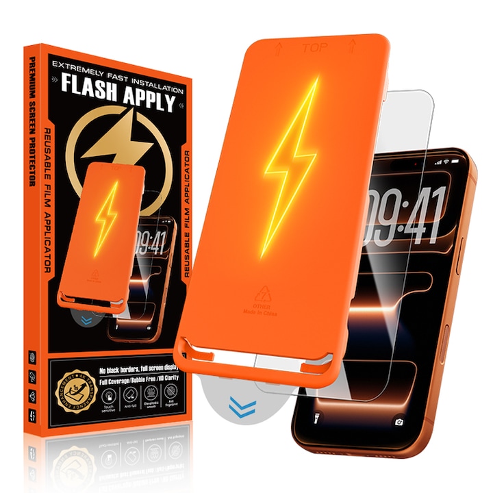 Folie de protectie ecran din sticla temperata HD fara margini negre pentru iPhone 16 Pro (versiune explosion-proof) — Protectie profesionala, acoperire completa a ecranului, rezistenta la zgarieturi si socuri, ambalaj anti-praf + instalare simpla