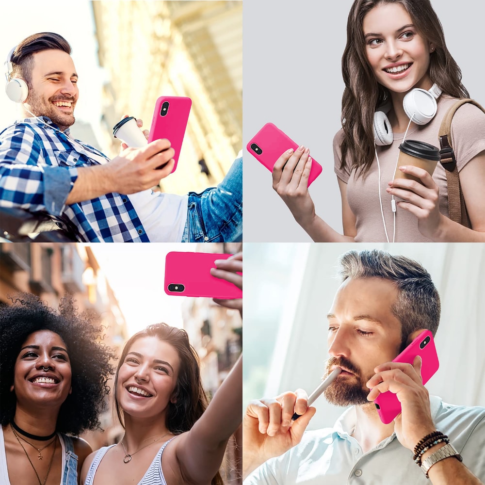 Husa CASEY STUDIOS™ compatibila cu iPhone X / XS, Soft Silicone Premium, Microfibra in Interior, Fuchsia, de Protectie, Ultra Slim, pentru Incarcare Wireless, Margini Ridicate de Protectia Ecranului si a Camerelor