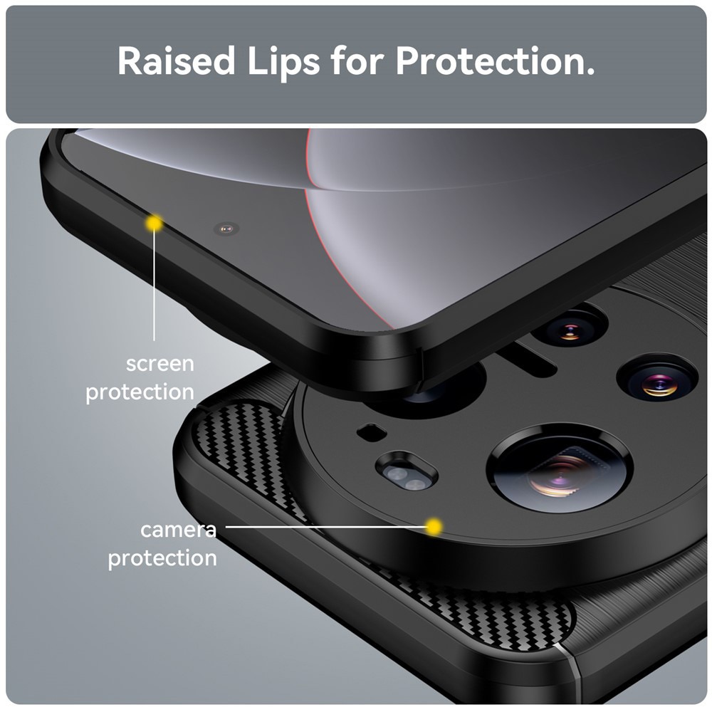Husa pentru Xiaomi 17 Ultra, SKYDDAR INNOVATION, Carbon Silicone, din Silicon Slim, cu textura Fibra Carbon, set cu sticker, Negru