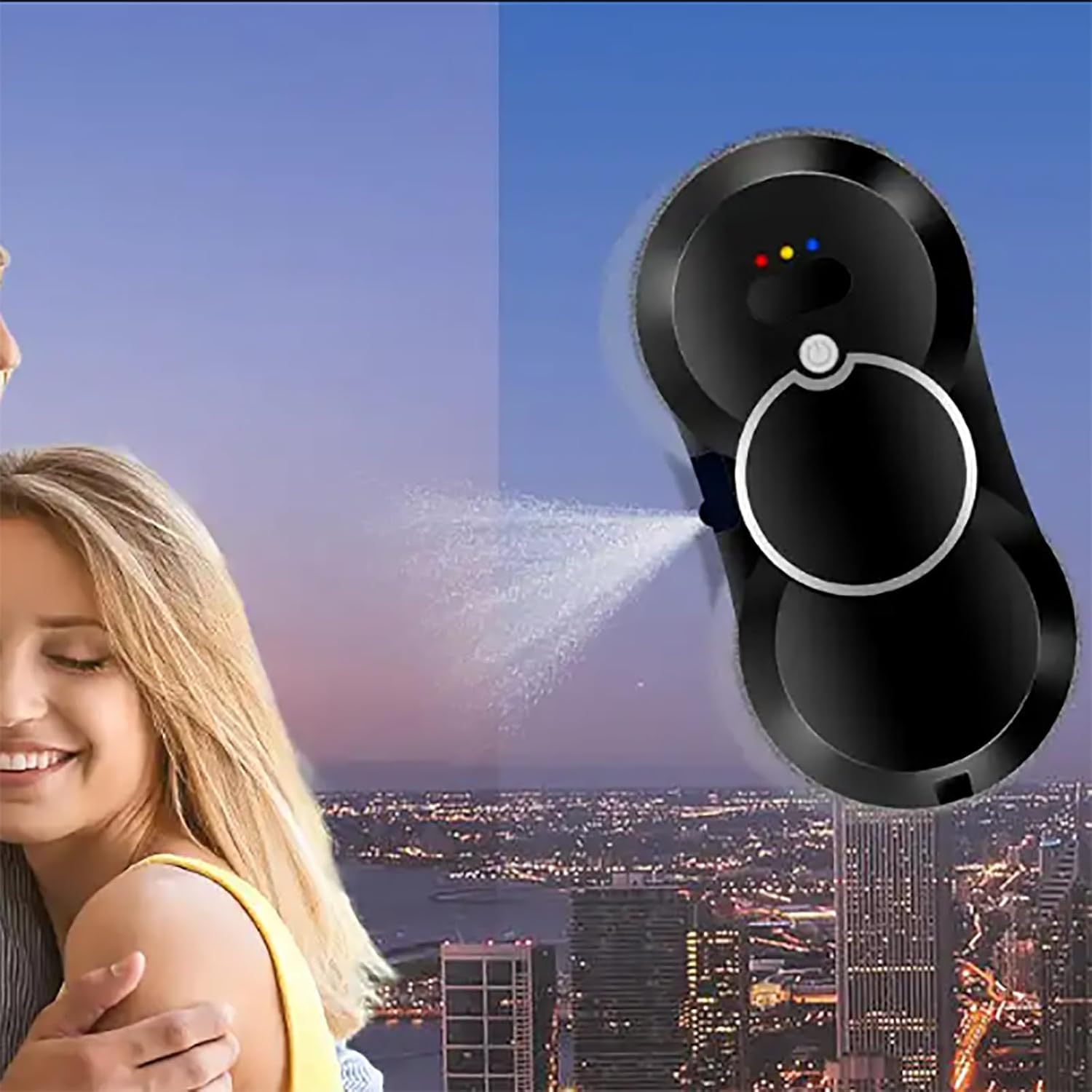 Robot de curatare a geamurilor, WALALLA, pulverizator de apa unidirectional, protectie UPS incorporata, rezervor de apa de 30 ml, 3 moduri de curatare automata, telecomanda la distanta lunga, aspiratie 5600 Pa, potrivit pentru ferestre exterioare/interioa