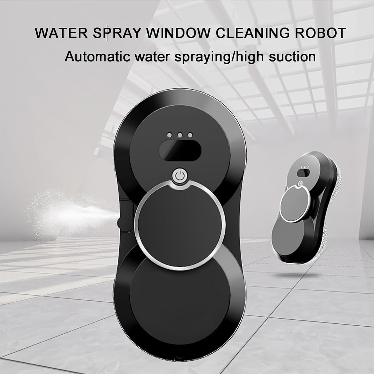 Robot de curatare a geamurilor, WALALLA, pulverizator de apa unidirectional, protectie UPS incorporata, rezervor de apa de 30 ml, 3 moduri de curatare automata, telecomanda la distanta lunga, aspiratie 5600 Pa, potrivit pentru ferestre exterioare/interioa