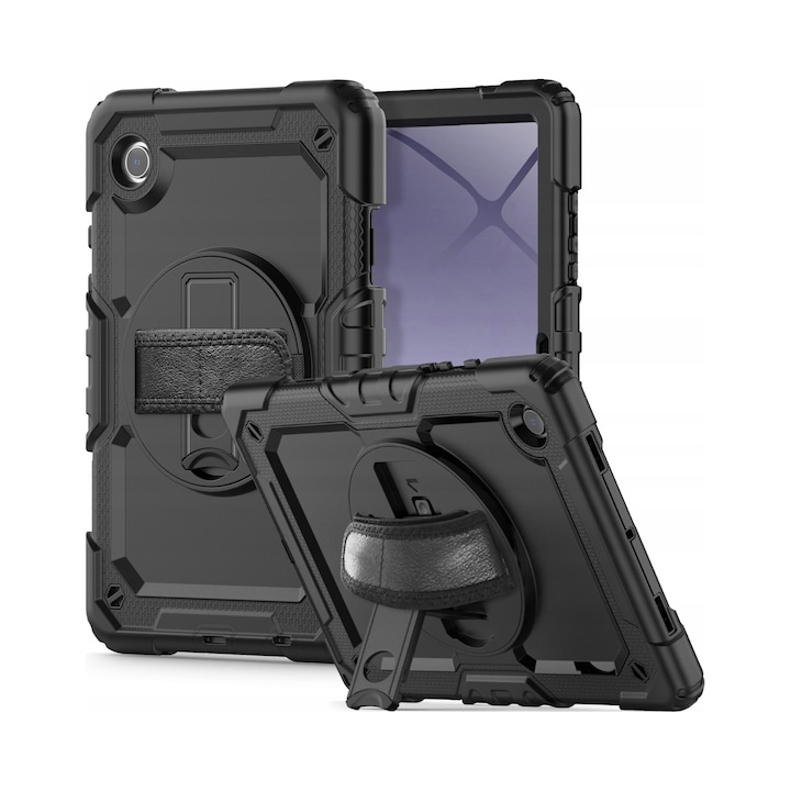 Etui Tech-Protect Solid360 pentru Samsung Galaxy Tab A9+ Plus, negru, 11.0, set cu curea