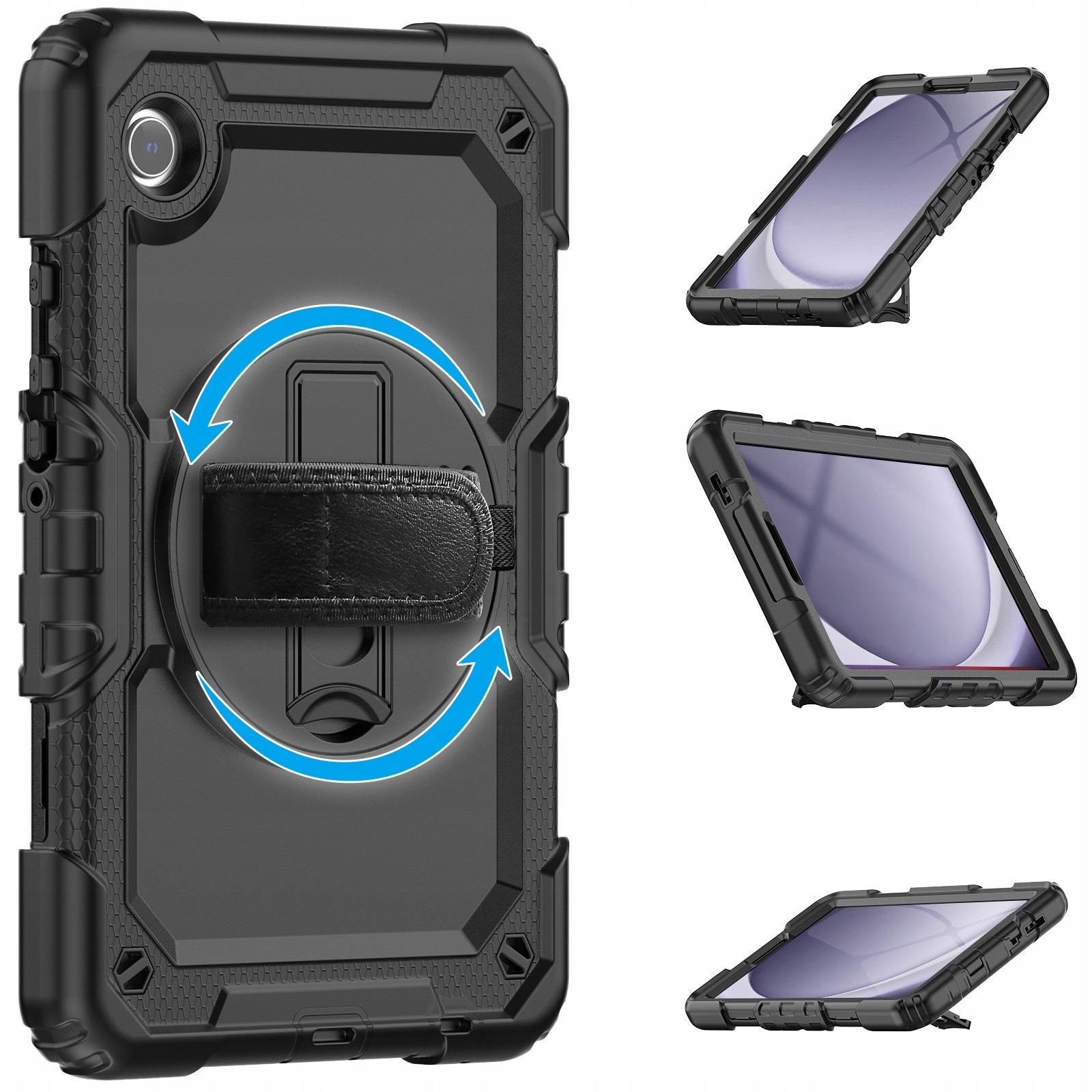 Etui Tech-Protect Solid360 pentru Samsung Galaxy Tab A9+ Plus, negru, 11.0, set cu curea