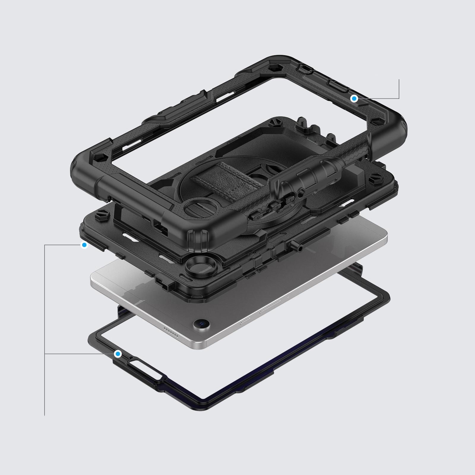 Etui Tech-Protect Solid360 pentru Samsung Galaxy Tab A9+ Plus, negru, 11.0, set cu curea