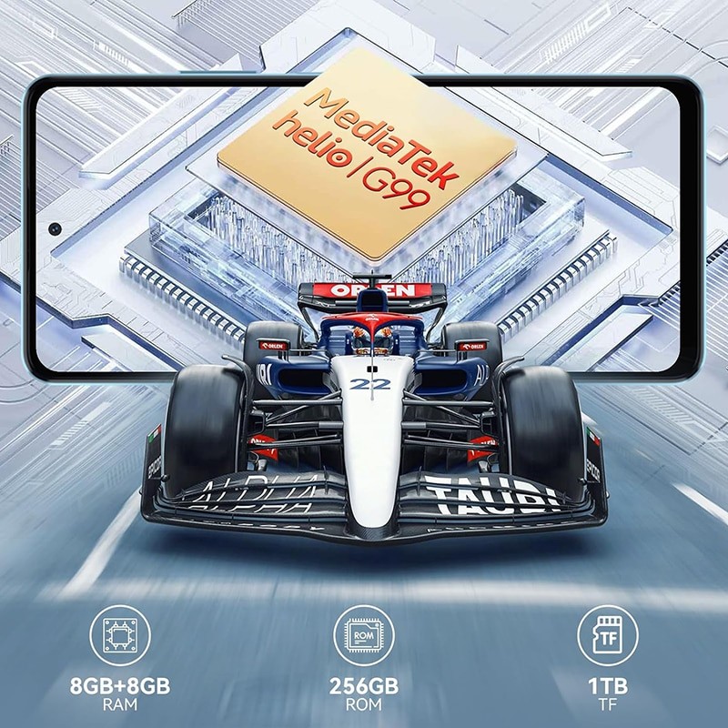 Telefon mobil Blackview Shark 8 Grey, 4G, 6.78'' FHD+ 120Hz 2.4K, 16GB RAM (8GB + 8GB extensibili), 256GB ROM, 64MP, Android 13, Helio G99, 5000mAh, Dual SIM